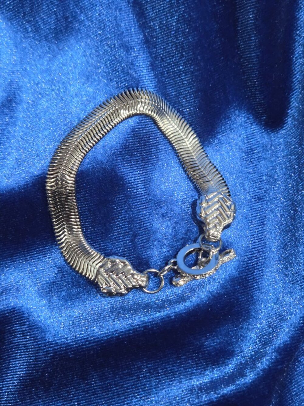 Silvertone Rhinestone Wide Chain Bracelet - Picture 6 of 7